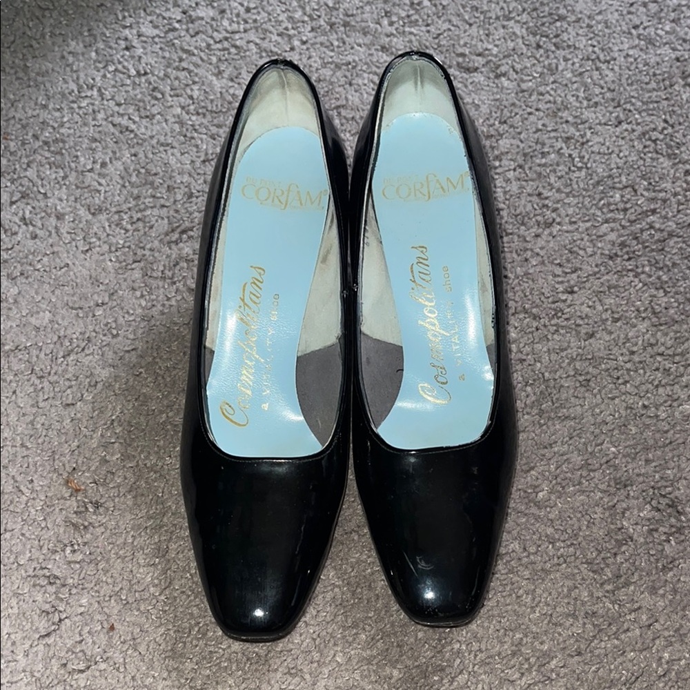 Women's Black Patent Heel Shoes